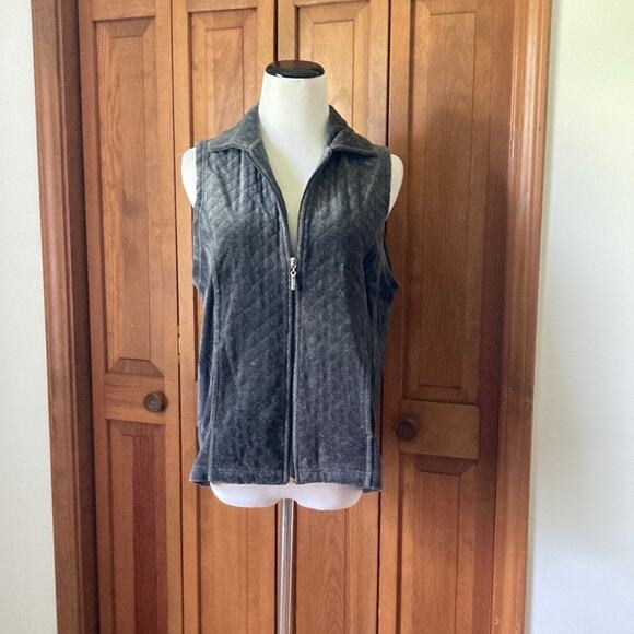 White Stag Grey Velour Zip Up Vest, Size S - Picture 1 of 9